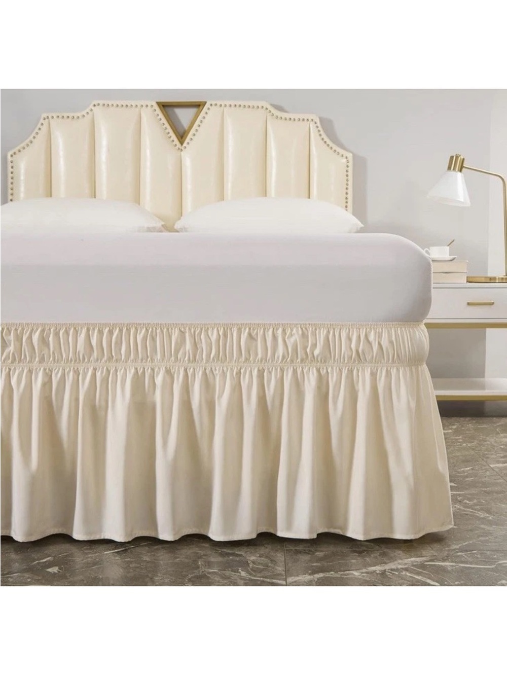 MEILA EasyFitWrap Around Bed Skirt Drop 16” No Mattress Lifting Queen/King Beige